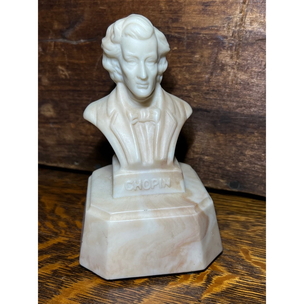 VTG Thorens Chopin Musical Bust Swiss Made Music Box Alabaster Style Figurine